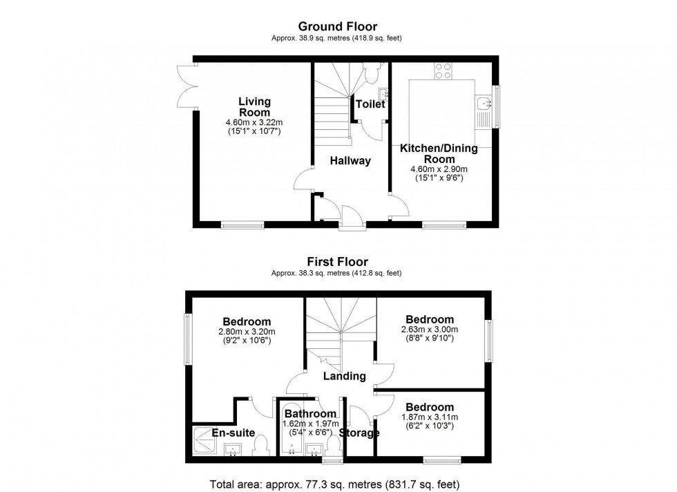 Floorplan for Bath Wood Close, Burscough, L40